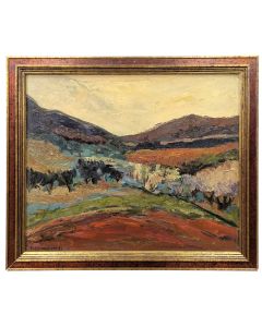 François Lombardi Peinture à l'huile sur toile de paysage 20eme