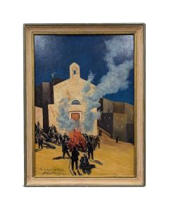  huile sur isorelle Damaso Maestracci feu de Noel en Corse