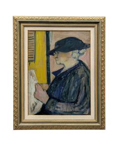 Georges Briata Huile sur isorelle portrait de sa mère