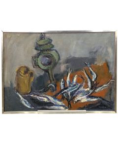 Nature morte de Richard Mandin peinture 20ème huile sur isorelle