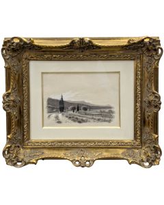 Paysage de campagne encadré par Georges Castelli