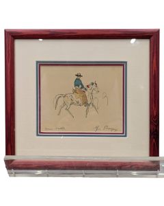 Epreuve d'artiste par Yves Brayer cavalier camarguais 20ème