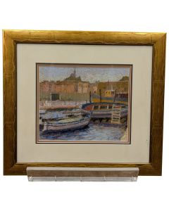 par Jean Pesce Le vieux port dessin au crayon et pastel