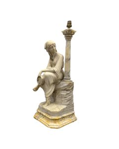 Sculpture orientaliste en albâtre montée en lampe