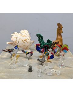 Statuettes animaux (série de 16) en verre soufflé aux coqs