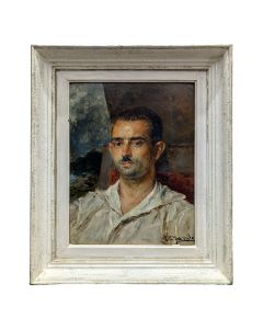 Huile sur carton  Louis Édouard Garrido portrait de son frère 