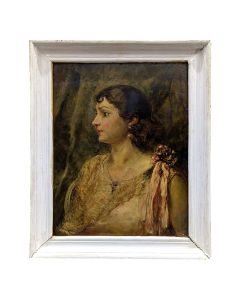 Huile sur carton  Louis Édouard Garrido portrait de sa belle sœur 