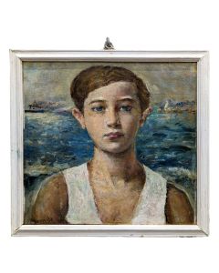 hst marouflée sur carton Louis Édouard Garrido portrait de son neveu