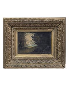 Huile sur panneau monnogrammée DC XIXème paysage bord de mer