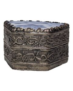 Boite à pilules en porcelaine chinoise et argent 