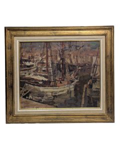 Huile sur panneau port de Marseille par Horace Richebé