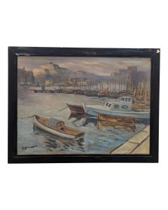 Huile sur toile de Guindon port de  Marseille 