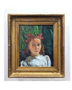 Portrait de jeune fille aux fleurs dans les cheveux 20&egrave;me