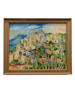Huile sur toile Les hauts de Cagnes par Wilfried Taylor Mills 