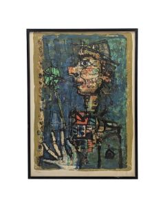 Huile sur panneau portrait abstrait 