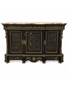 Bahut Napoléon III marqueterie Boulle   registre de bronze doré XIXème Monbro