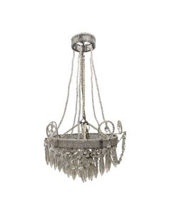 Petit lustre corbeille à pampilles époque fin XIXème