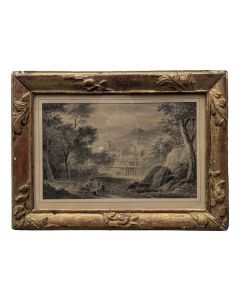 Dessin XVIIIème paysage