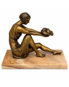 Sujet art déco en régule doré sur socle en onyx