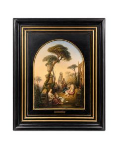 Huile sur carton paysage bucolique 