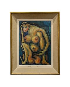 Peinture à l'huile sur toile Surréaliste années 1970