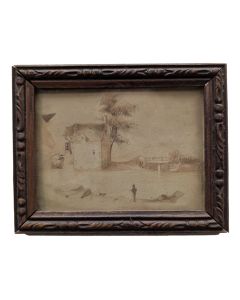 Dessin XVIIIème paysage