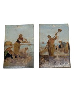 Paire d huile sur panneau par Eug&egrave;ne Feyen