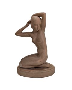 Zoltan KOVASZ terre cuite  femme nue agenouill&eacute;e 