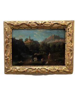 Sc&egrave;ne lacustre XVIII&egrave;me &eacute;cole de Vernet 