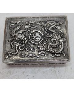 Boite &agrave; pilule en argent ronde indochinoise