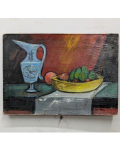 Nature morte huile sur carton par Rudolf Kundera 