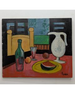 Nature morte huile sur carton par Rudolf Kundera 