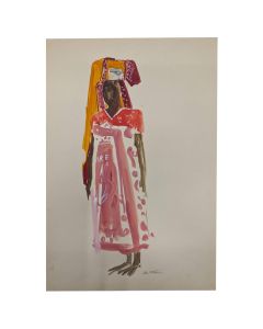 Elisabeth Faure Aquarelle personnage  orientaliste 