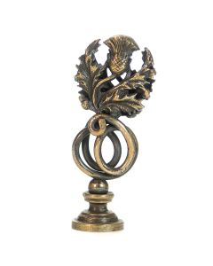 Sceau à cacheter (seal) bronze doré représentant une fleur de chardon