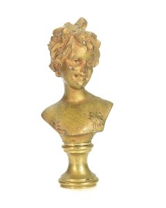 Sceau à cacheter de collection en métal doré représentant un buste romantique 