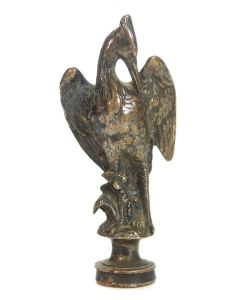 Sceau à cacheter (seal) bronze patiné représentant un héron
