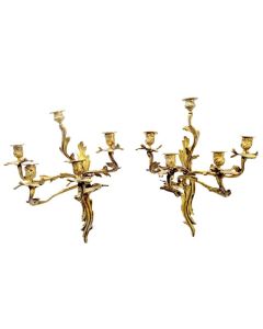 Appliques Rocaille époque 1900 en bronze doré style Louis XV (paire)