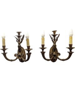 Paire d'appliques aux renommées en bronze doré 