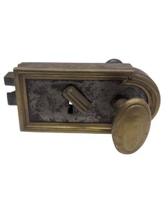 Serrure ancienne en fer forgéet bronze époque Napoléon III 