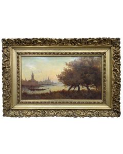 Huile sur panneau Vue du Bosphore par François Maury