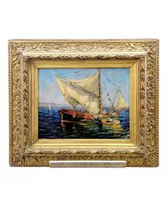 Bateau à voile au port Marine école provençale Signée Spinnazolla