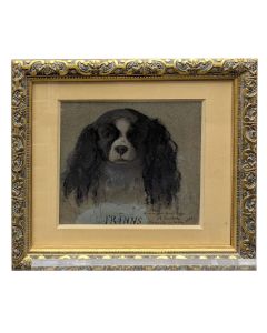 Portrait de chien  “Prinns”, signé A. Touttier, Marseille 1849