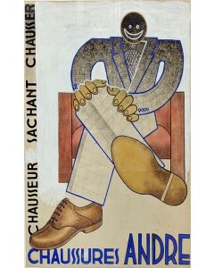 Gouache originale pour un projet d'affiche années 30/50 signée Moros  