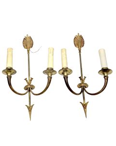 Paire d’appliques  murales en bronze doré, style Louis XVI, France, circa 1920