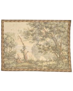Tapisserie moderne en laine et coton, dite "style Gobelins"
Signée au revers : JP Paris 