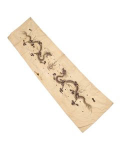 Panneaux de soie brodée asiatique époque 1900 