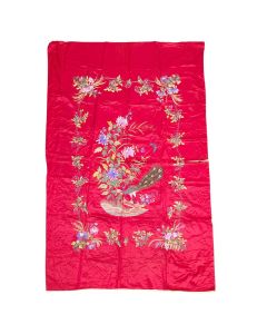 Panneaux de soie brodée asiatique époque 1900