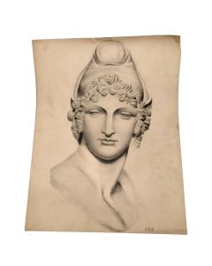 Dessin au fusain académique époque fin XIXème 