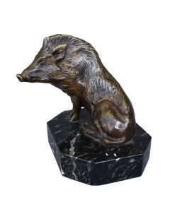 Bronze animalier au sanglier assis Art déco 1930 par Iréne Rochard