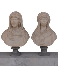 Bustes orientalistes en marbre de Carrare XIXème (paire)